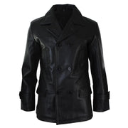 Mens 3/4 Double Breasted Real Leather Dr Who Kreigsmarine Uboat Jacket - Knighthood Store