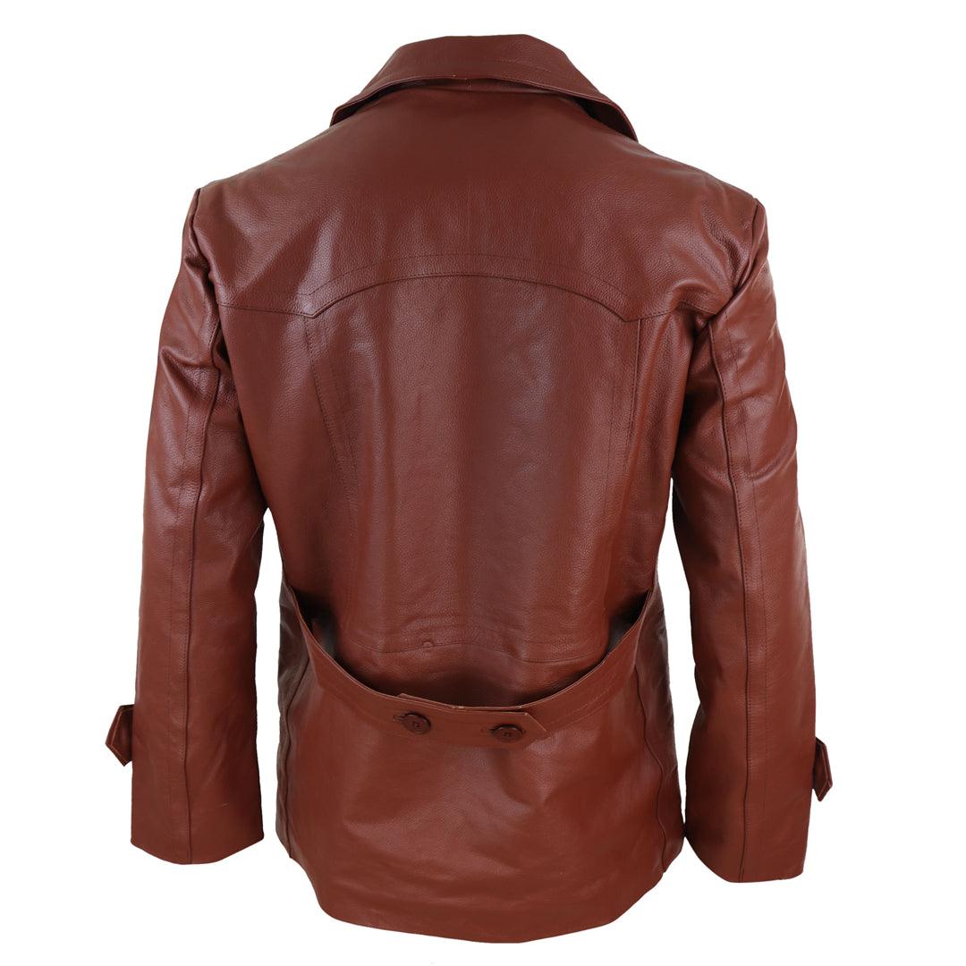 Mens 3/4 Double Breasted Real Leather Dr Who Kreigsmarine Uboat Jacket - Knighthood Store