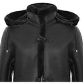 Mens Genuine Shearling Sheepskin Duffle Coat WW2 UK Winter 3/4 Leather Hood - Knighthood Store