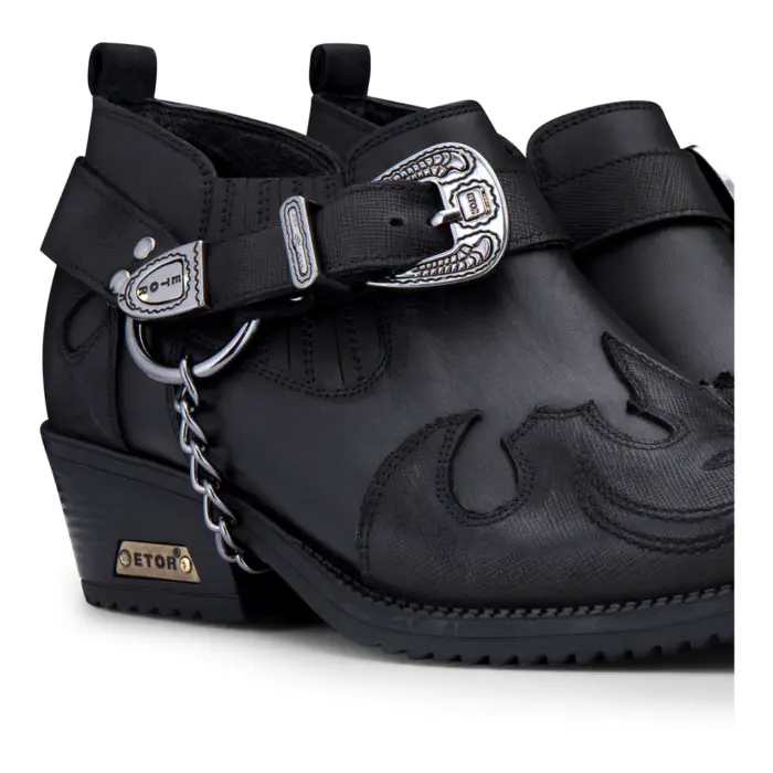 Mens Genuine Leather Western Shoes Croc Snake Pattern Metal Chain Belt Cuban Heel Dancing - Image 3