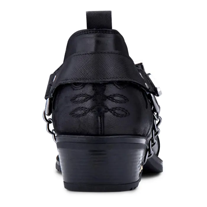 Mens Genuine Leather Western Shoes Croc Snake Pattern Metal Chain Belt Cuban Heel Dancing - Image 4