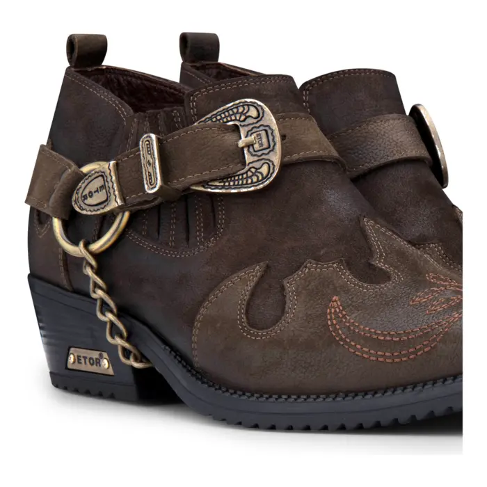 Mens Genuine Leather Western Shoes Croc Snake Pattern Metal Chain Belt Cuban Heel Dancing - Image 8