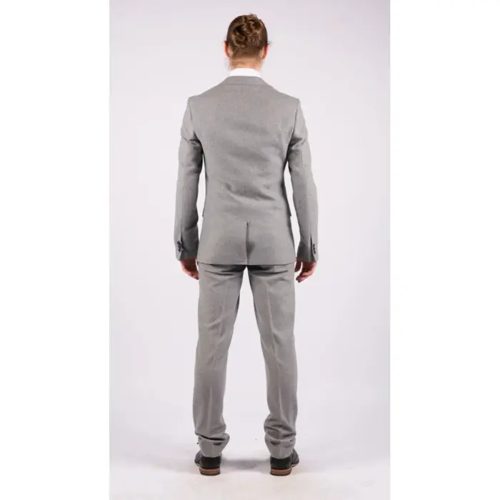 Men Wool 3 Piece Suit Double Breasted Grey Short Reg Long - Image 6