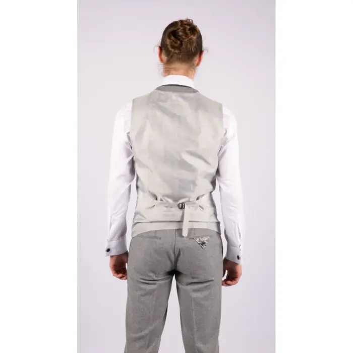 Men Wool 3 Piece Suit Double Breasted Grey Short Reg Long - Image 5
