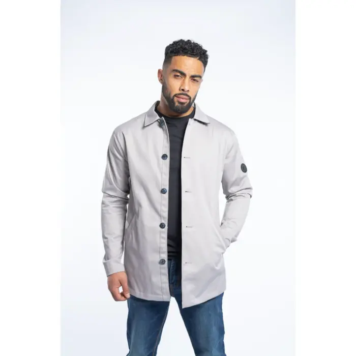Mens Mid Length Overcoat Jacket Light Weight Smart Casual Beige Navy Mac - Image 2