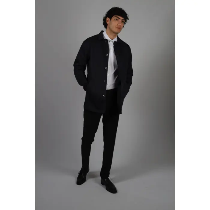 Mens Mid Length Overcoat Jacket Light Weight Smart Casual Beige Navy Mac - Image 13