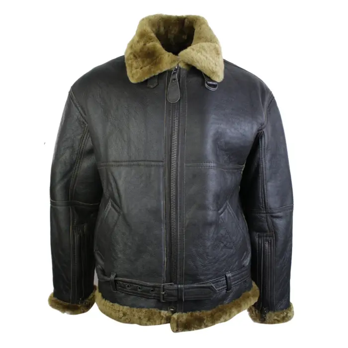 Mens Brown Original RAF Sheepskin Flying Pilot Jacket Classic Brown Ginger - Image 1