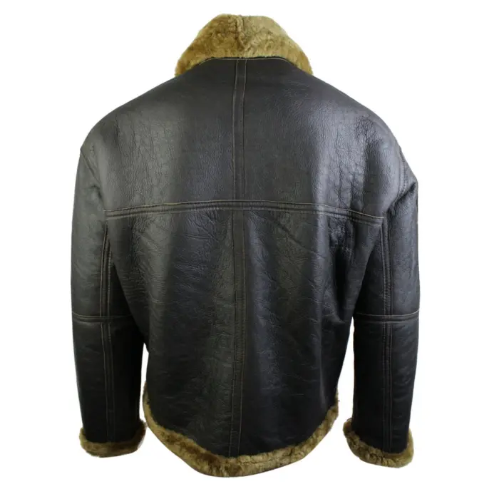 Mens Brown Original RAF Sheepskin Flying Pilot Jacket Classic Brown Ginger - Image 5