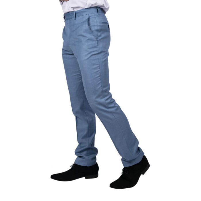 Mens Light Blue Sky Trousers Classic Stitch Wedding Summer Prom Classic - Image 2