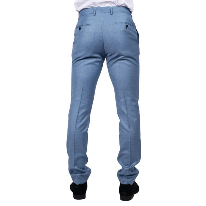 Mens Light Blue Sky Trousers Classic Stitch Wedding Summer Prom Classic - Image 3