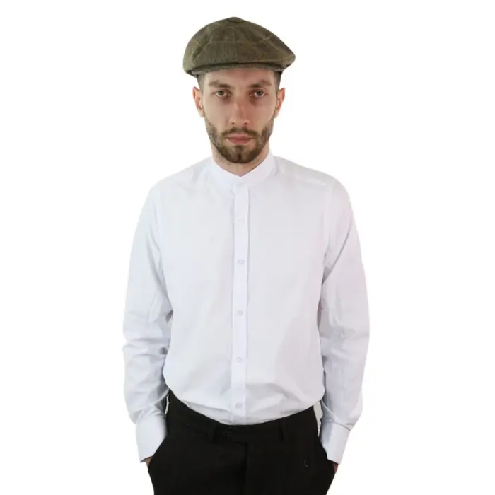 Mens Retro 1920s Shirt Vintage Classic Removable Collar Stripe Grandad Nehru Shelby Penny Button - Image 19