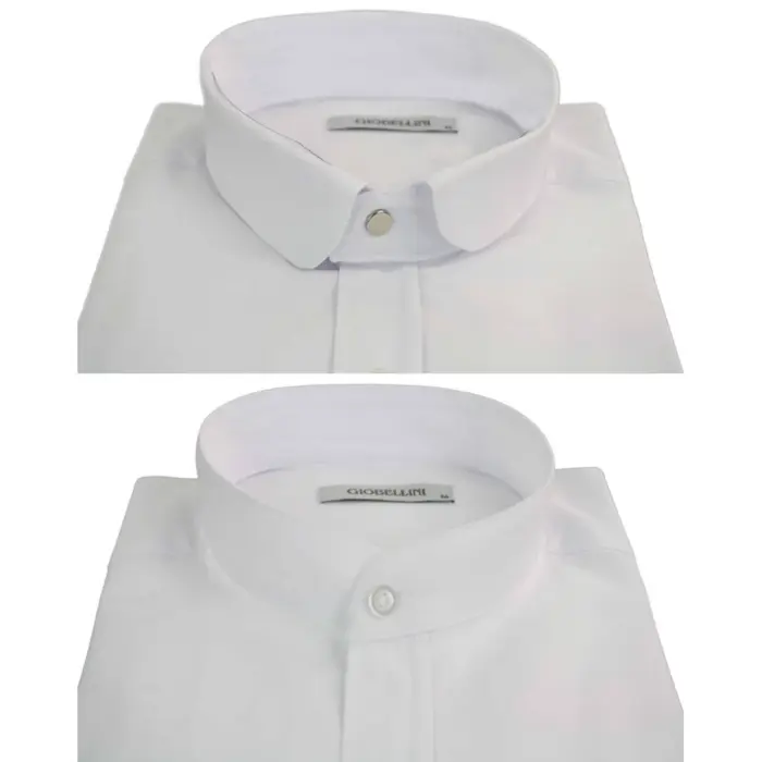 Mens Retro 1920s Shirt Vintage Classic Removable Collar Stripe Grandad Nehru Shelby Penny Button - Image 21