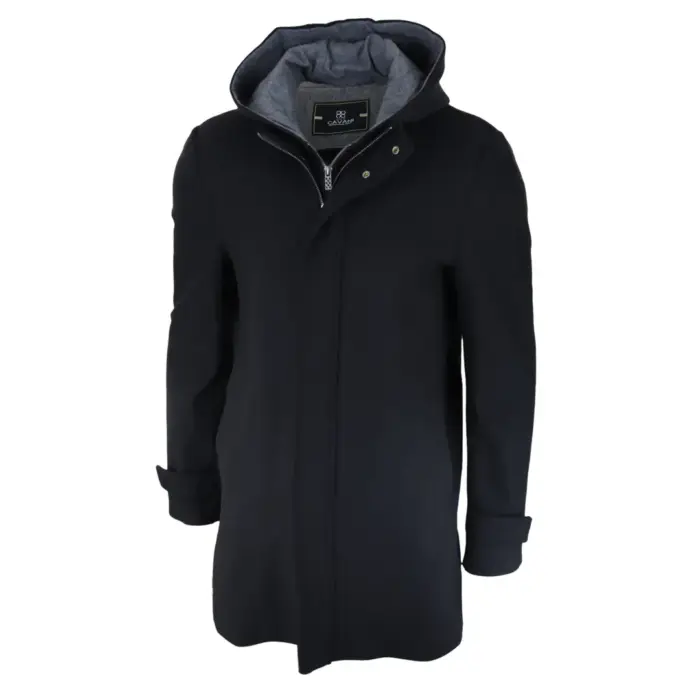 Mens 3/4 Long Overcoat Jacket Coat Removable Hood Smart Casual Winter Warm Wool - Image 5