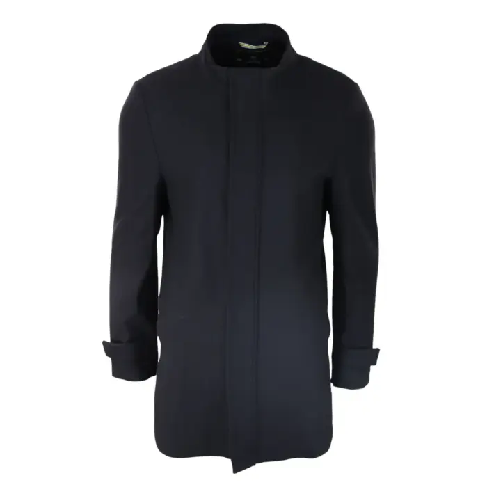 Mens 3/4 Long Overcoat Jacket Coat Removable Hood Smart Casual Winter Warm Wool - Image 4