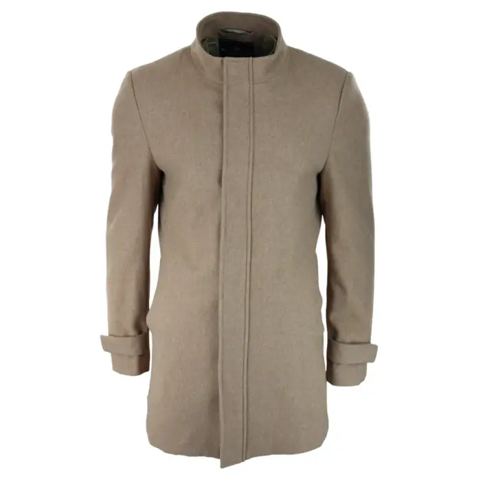 Mens 3/4 Long Overcoat Jacket Coat Removable Hood Smart Casual Winter Warm Wool - Image 10
