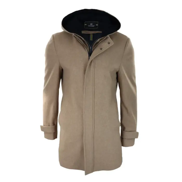 Mens 3/4 Long Overcoat Jacket Coat Removable Hood Smart Casual Winter Warm Wool - Image 6