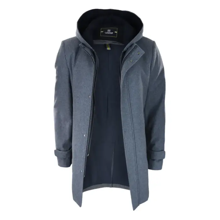 Mens 3/4 Long Overcoat Jacket Coat Removable Hood Smart Casual Winter Warm Wool - Image 13
