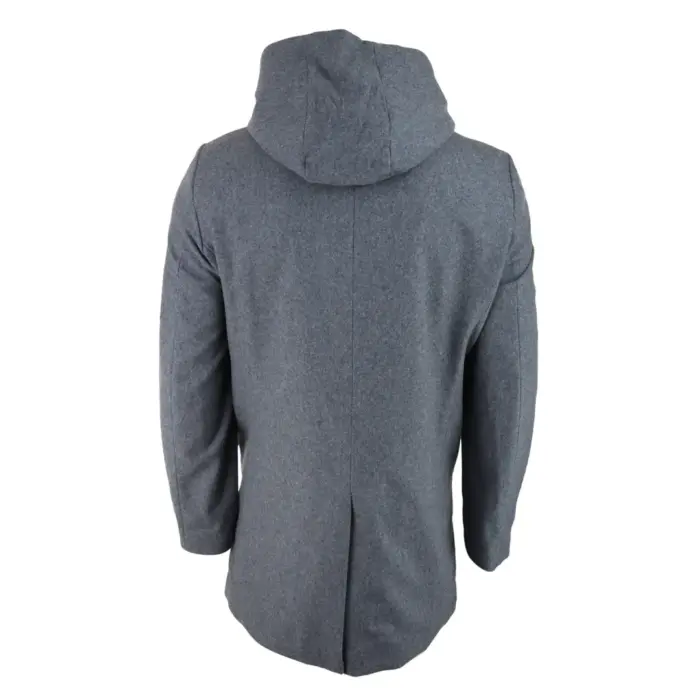 Mens 3/4 Long Overcoat Jacket Coat Removable Hood Smart Casual Winter Warm Wool - Image 15