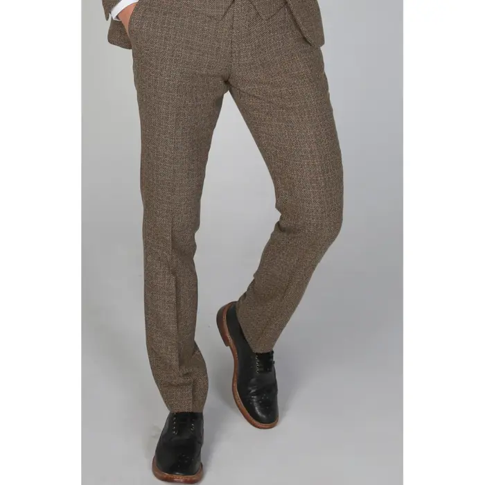 Mens Trousers Tweed Check Vintage Retro Peaky Blinders Tailored Fit 1920s - Image 1