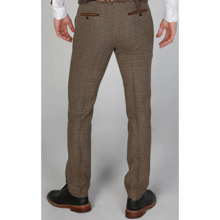 Mens Trousers Tweed Check Vintage Retro Peaky Blinders Tailored Fit 1920s - Image 2
