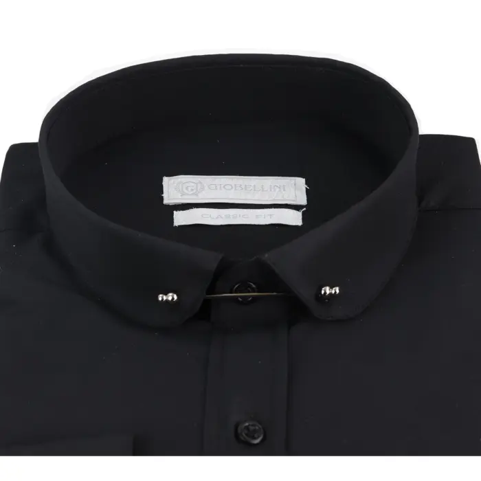 Mens Club Collar Shirt With Bar Poplin Pin White Black 1920s Peaky Blinders - Image 3