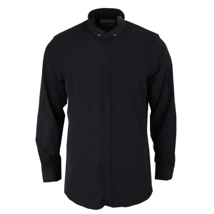 Mens Club Collar Shirt With Bar Poplin Pin White Black 1920s Peaky Blinders - Image 1