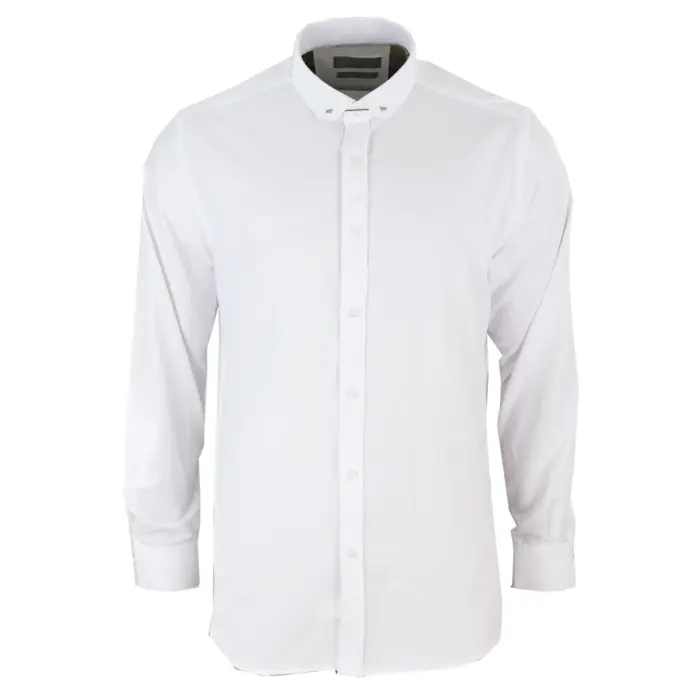 Mens Club Collar Shirt With Bar Poplin Pin White Black 1920s Peaky Blinders - Image 5