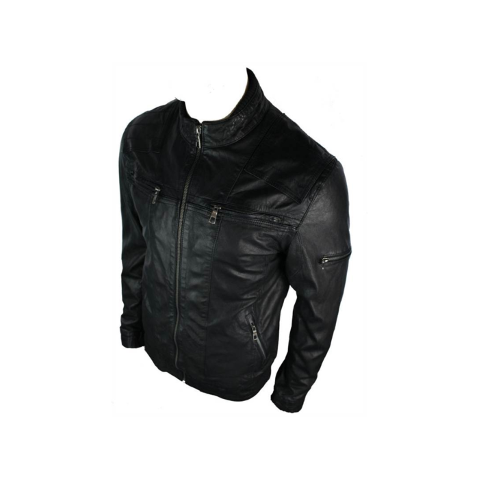 Mens Biker Motorcycle Vintage Distressed Brown Zip Short Leather Jacket Suede - Image 8