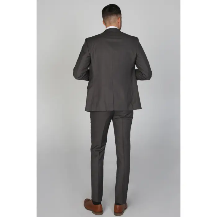 Mens Dark Grey Charcoal Trousers Classic Stitch Wedding Summer Prom Classic - Image 2