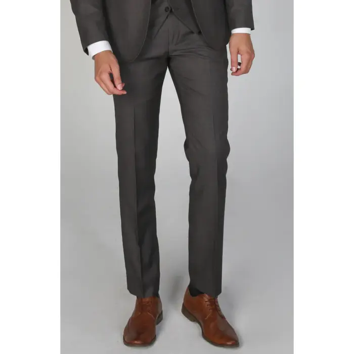 Mens Dark Grey Charcoal Trousers Classic Stitch Wedding Summer Prom Classic - Image 1