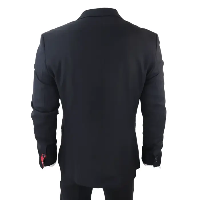 Mens Classic 3 Piece Suit Black Pocket Chain Wedding Tailored Fit Vintage Formal - Image 8