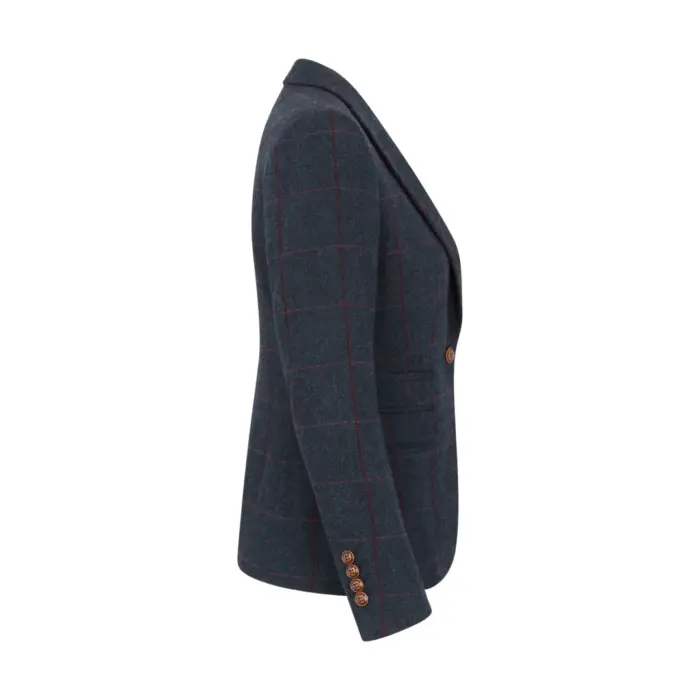 Women's Blazer Tweed Herringbone Checkered Tailored Fit Jacket - Image 6