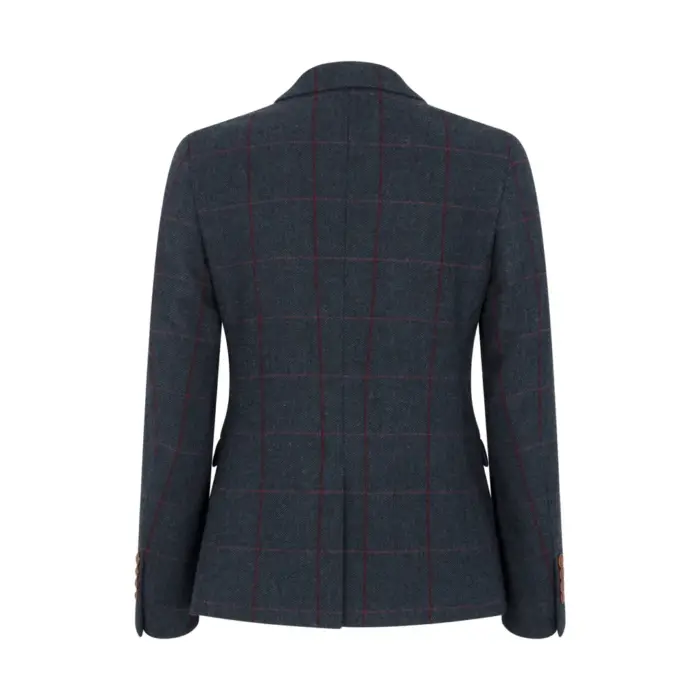 Women's Blazer Tweed Herringbone Checkered Tailored Fit Jacket - Image 7