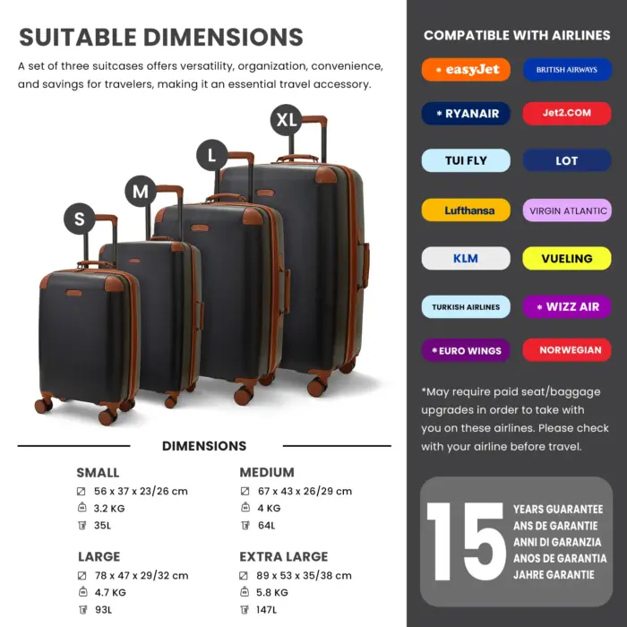 Luggage Suitcase Travel Bag Carry On Hand Cabin Check in Expandable Hard-Shell 4 Spinner Wheels Trolley Set | Carnaby - Image 3