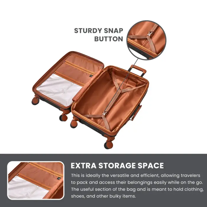 Luggage Suitcase Travel Bag Carry On Hand Cabin Check in Expandable Hard-Shell 4 Spinner Wheels Trolley Set | Carnaby - Image 4