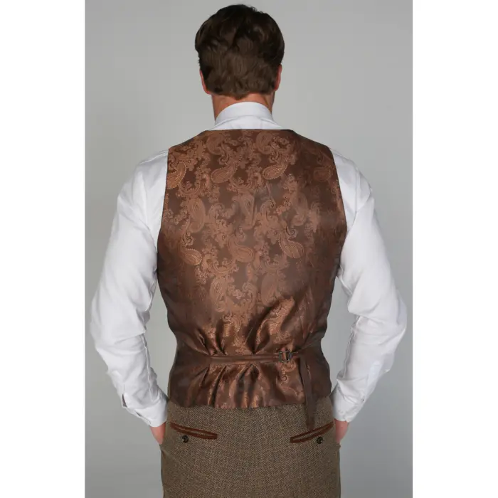 Ralph - Men's Classic Tweed Brown Waistcoat - Image 3