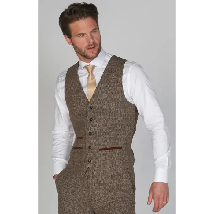 Ralph - Men's Classic Tweed Brown Waistcoat - Image 2