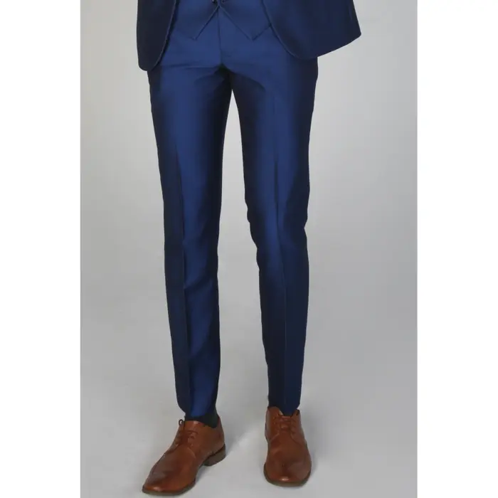 Kingsley - Men's Plain Blue Trouser Wedding Prom - Image 1