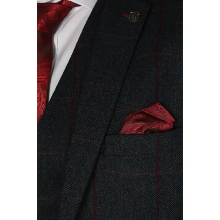 Madrid - Men's Blue Navy Tweed Waistcoat - Image 5