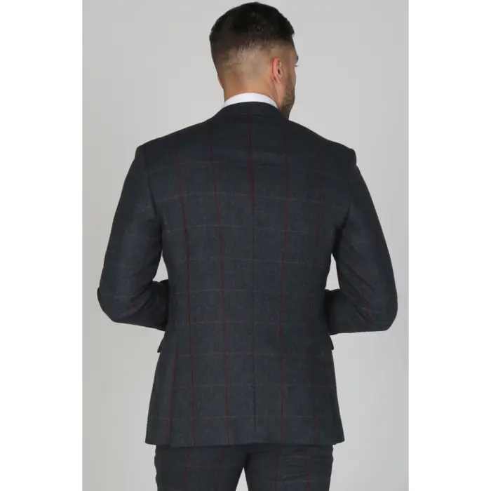 Madrid - Men's Blue Navy Tweed Waistcoat - Image 3