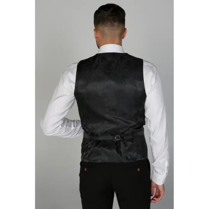 Mayfair- Men's Plain Black Waistcoat Prom Wedding Office - Image 2