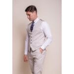 Mens Cream 3 Piece Suit Lightweight Tailored Fit - Knighthood Store
