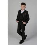 Completo da cerimonia per ragazzi, 3 pezzi, smoking classico in raso nero - Knighthood Store