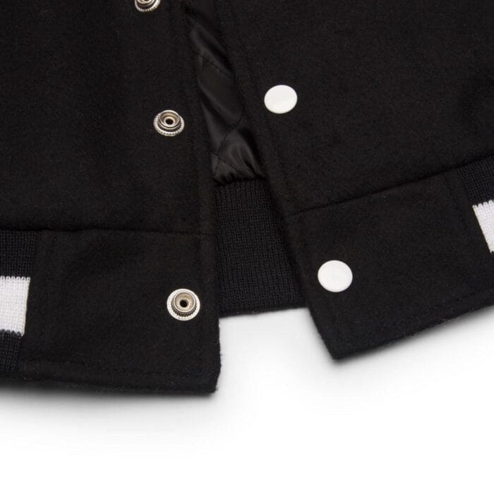 Boys Wool Real Leather Varsity Kids Bomber Jacket Varsity Black White Vintage - Knighthood Store