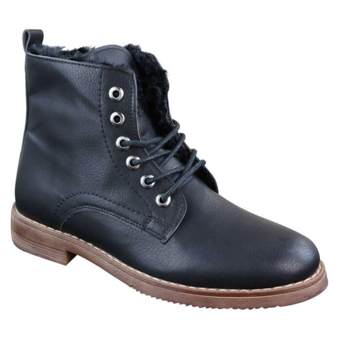 Stivaletti da uomo con lacci e cerniera, foderati in pile di pelliccia, caldi, casual, da trekking, militari - Knighthood Store