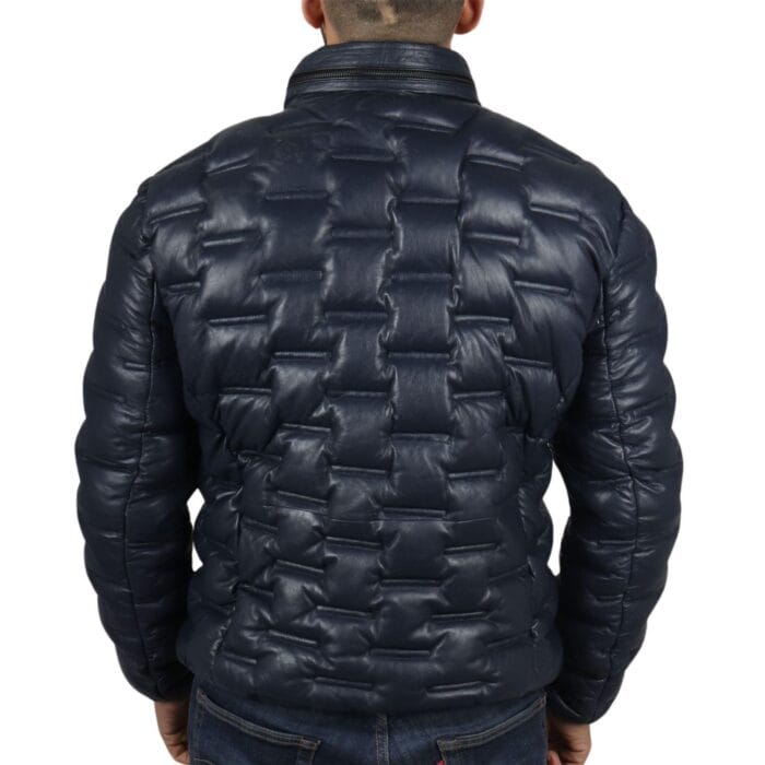 Men's Puffer Quilted Real Leather Jacket Casual Waist Length - Knighthood Store