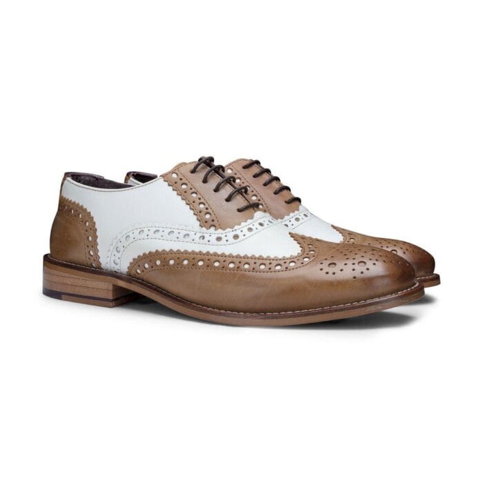 Mens Real Leather Vintage Shoes Brogues 1920s Suede Tweed Laced Shoes Smart Formal - Knighthood Store
