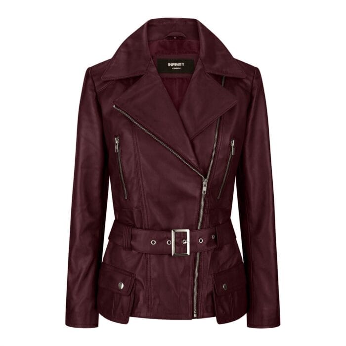 Trench Ladies Tan Black Teal Green Mid Length Designer Real Leather Jacket - Knighthood Store