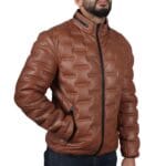 Giacca trapuntata in vera pelle da uomo, casual, lunghezza vita - Knighthood Store