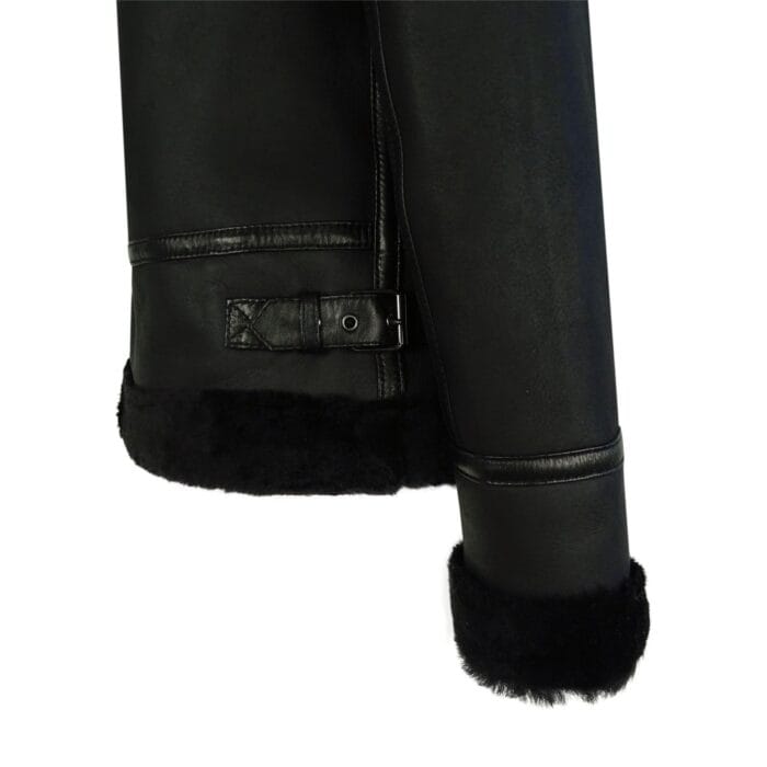 Womens Classic Black Real Sheepskin Zip Flying Jacket B3 Pilot Coat Tailored Fit - Knighthood Store